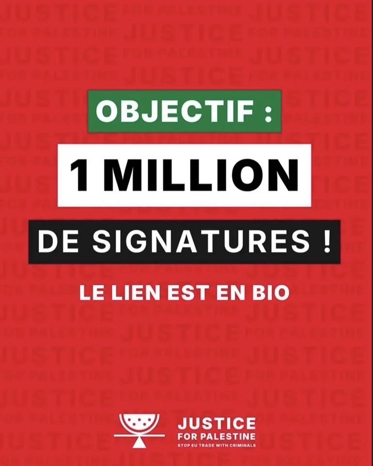 Pour la suspension de l’accord d’association UE-Israël et la fin de la complicité de l’Europe dans le génocide en Palestine !